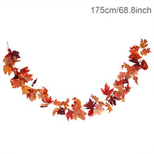 Load image into Gallery viewer, 1.75m Home Autumn Decoration Leaves Garland Artificial Maple Leaf Vine Fake Foliage String Thanksgiving Christmas Garden Decor