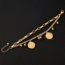 Load image into Gallery viewer, New Arrive Double Stainless Steel Religious Bracelet For Women Female Gold Color Beads Bracelet Jesus Pendant Lady Jewelry Gift