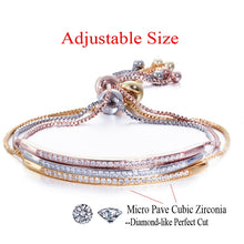 Load image into Gallery viewer, CWWZircons Adjustable Bracelet Bangle for Women Captivate Bar Slider Brilliant CZ Rose Gold Color Jewelry Pulseira Feminia CB089