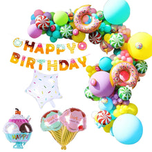 Load image into Gallery viewer, 1set Pink Donut Lip Ice Cream Popcorn Candy Foil Balloon Baby Shower Happy Birthday Decoration Balloon Boy Girl Cute Kid Toy