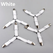 Load image into Gallery viewer, 4Pcs/Set Bed Sheet Clip Bed Sheet Belt Fastener Mattress Elastic Non-Sip Clip Blanket Gripper White and Black