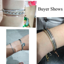 Load image into Gallery viewer, CWWZircons Adjustable Bracelet Bangle for Women Captivate Bar Slider Brilliant CZ Rose Gold Color Jewelry Pulseira Feminia CB089