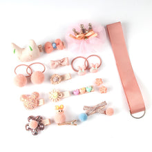 Load image into Gallery viewer, 18 Pcs hair clip set Cute Hair Accessories Girl cartoon hair clip headwear Bow Flower animal Hairpin hair ring Elastic Headdress