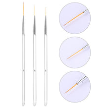 Load image into Gallery viewer, 3Pcs/Set UV Gel Drawing Painting Nail Liner Brush Acrylic Nail Pen French Nail Mixed Colors Gourd Handle Nail Art DIY Tools