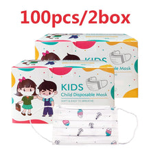 Load image into Gallery viewer, 50-100pcs Children Face Mask Cartoon Printed soft skin-friendly Disposable Mouth Cover Mask boy girl Personal Thicken mouth mask