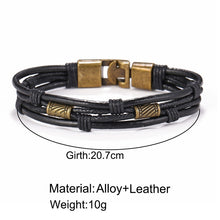 Load image into Gallery viewer, IF ME Vintage Leaf Feather Multilayer Leather Bracelet Men Fashion Braided Handmade Star Rope Wrap Bracelets & Bangles Male Gift