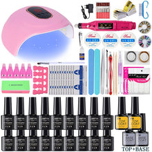 Load image into Gallery viewer, LNWPYH Nail Set UV LED Lamp Dryer With 18/12 pcs Nail Gel Polish Kit Soak Off Manicure Tools Set electric Nail drill Nail Tools