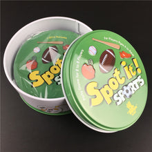 Load image into Gallery viewer, Dobble 16 styles Spot It Card Game Toy Iron Box Sport Go Camping Hip Kids Board Games Gift Animals Alphabet123
