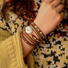 Load image into Gallery viewer, Boho Handmade Bracelet Natural Stone Bracelet Vintage Leather Bracelet 5 Wrap Bracelet For Women and Gifts