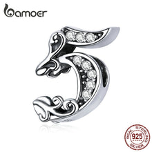 Load image into Gallery viewer, bamoer 10 Number Metal Beads Vintage Charm for Female Original Silver 925 Bracelet & Bangle 925 Sterling Silver Jewelry SCC1418