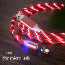 Load image into Gallery viewer, 1m Magnetic charging Mobile Phone Cable USB Type C Flow Luminous Lighting Data Wire for Samsung Huawei LED Micro Kable