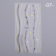 Load image into Gallery viewer, 1 Sheet Holo Black Gold 5D Nail Sticker Decal Tassel Strip Line Slider Foils Adhesive Nail Art Decoration