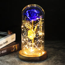 Load image into Gallery viewer, 6 Colour Beauty And The Beast Red Rose In A Glass Dome On A Wooden Base For Valentine's Gifts LED Rose Lamps Christmas