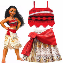 Load image into Gallery viewer, 2020 Girls Moana Cosplay Costume for Kids Vaiana Princess Dress Clothes with Necklace for Halloween Costumes Gifts for Girl