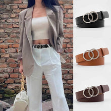 Load image into Gallery viewer, Fashion Leather Waist Belt For Jeans Double Ring Pearl Buckle Ladies Belt For Dresses Black White Women Belt Wild Waistband