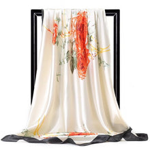 Load image into Gallery viewer, Silk Scarf Women Print hair neck Square Scarves Office Ladies Shawl Bandanna 90*90cm Muslim Hijab Handkerchief muffler foulard