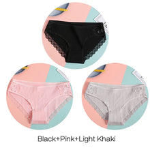Load image into Gallery viewer, FINETOO Women's Panties 3Pcs/set Soft Cotton Underwear M-XL Sexy Lace Panty Women Underpants Girl Briefs Fashion Female Lingerie