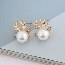 Load image into Gallery viewer, Hot Sale Fashion Christmas Pearl Deer Earrings For Women Ear Stud Jewelry Elegant Korean Antler Earrings