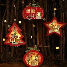 Load image into Gallery viewer, LED Light Christmas Tree Star Car Wooden Pendants Ornaments Xmas DIY Wood Crafts Kids Gift for Home Christmas Party Decorations