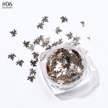 Load image into Gallery viewer, 1 Box Maple Leaves Nail Art Sequins Holographic Glitter Flakes Paillette Chameleon Stickers For Nails Autumn Design Decor SA1528