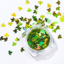 Load image into Gallery viewer, 1 Box Maple Leaves Nail Art Sequins Holographic Glitter Flakes Paillette Chameleon Stickers For Nails Autumn Design Decor SA1528