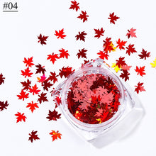Load image into Gallery viewer, 1 Box Maple Leaves Nail Art Sequins Holographic Glitter Flakes Paillette Chameleon Stickers For Nails Autumn Design Decor SA1528