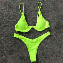 Load image into Gallery viewer, Hot Sale Women Push-up Bandage Bikini Solid Color Swimsuit Low Waist Triangle Swimwear Sexy Bathing Suit Maillot De Bain Femme