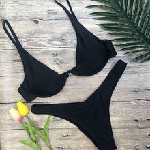 Load image into Gallery viewer, Hot Sale Women Push-up Bandage Bikini Solid Color Swimsuit Low Waist Triangle Swimwear Sexy Bathing Suit Maillot De Bain Femme