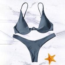 Load image into Gallery viewer, Hot Sale Women Push-up Bandage Bikini Solid Color Swimsuit Low Waist Triangle Swimwear Sexy Bathing Suit Maillot De Bain Femme