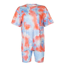 Load image into Gallery viewer, IAMHOTTY Tie Dye Print Basic Tshirt Shorts Two Piece Set Women Casual Outfits lounge Wear Jogging Femme Biker Shorts Tees Summ