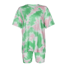 Load image into Gallery viewer, IAMHOTTY Tie Dye Print Basic Tshirt Shorts Two Piece Set Women Casual Outfits lounge Wear Jogging Femme Biker Shorts Tees Summ