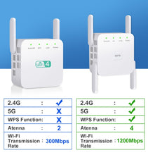 Load image into Gallery viewer, 5 Ghz WiFi Repeater Wireless Wifi Extender 1200Mbps Wi-Fi Amplifier 802.11N Long Range Wi fi Signal Booster 2.4G Wifi Repiter
