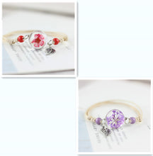 Load image into Gallery viewer, Simple plant dried flower specimen Glass Ball Bracelet dandelion sky stars
