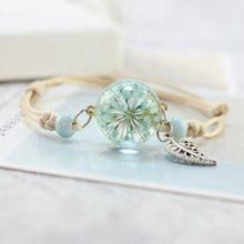 Load image into Gallery viewer, Simple plant dried flower specimen Glass Ball Bracelet dandelion sky stars
