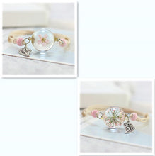 Load image into Gallery viewer, Simple plant dried flower specimen Glass Ball Bracelet dandelion sky stars
