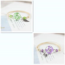 Load image into Gallery viewer, Simple plant dried flower specimen Glass Ball Bracelet dandelion sky stars
