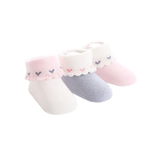 Load image into Gallery viewer, 3 Pairs/Lot Cotton Newborn Baby Socks Spring and Autumn Floor Children's Socks Princess Baby Girl Socks

