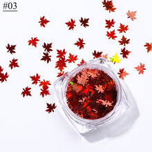 Load image into Gallery viewer, 1 Box Maple Leaves Nail Art Sequins Holographic Glitter Flakes Paillette Chameleon Stickers For Nails Autumn Design Decor SA1528
