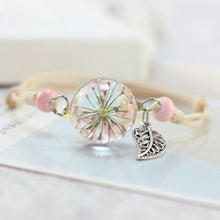 Load image into Gallery viewer, Simple plant dried flower specimen Glass Ball Bracelet dandelion sky stars
