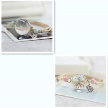 Load image into Gallery viewer, Simple plant dried flower specimen Glass Ball Bracelet dandelion sky stars
