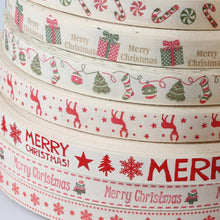Load image into Gallery viewer, 5 yard Christmas Ribbon Decoration Cotton Webbing Snowflake Elk for festival party gift packaging
