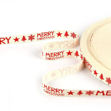 Load image into Gallery viewer, 5 yard Christmas Ribbon Decoration Cotton Webbing Snowflake Elk for festival party gift packaging
