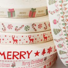 Load image into Gallery viewer, 5 yard Christmas Ribbon Decoration Cotton Webbing Snowflake Elk for festival party gift packaging
