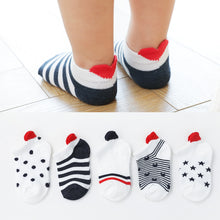 Load image into Gallery viewer, 5Pairs/lot 0-2Y Cute Lovely Short Baby Socks Red Heart for Girls Cotton Mesh Cute Newborn Boy Toddler White Sock
