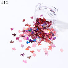Load image into Gallery viewer, 1 Box Maple Leaves Nail Art Sequins Holographic Glitter Flakes Paillette Chameleon Stickers For Nails Autumn Design Decor SA1528
