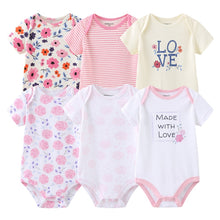 Load image into Gallery viewer, 6PCS Bodysuits Newborn Baby Boy Clothes Cotton Print Short Sleeve Solid Baby Girl Clothes Roupas de bebe Girls Baby Clothing
