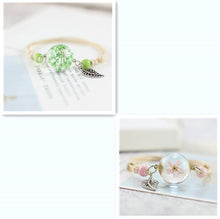 Load image into Gallery viewer, Simple plant dried flower specimen Glass Ball Bracelet dandelion sky stars

