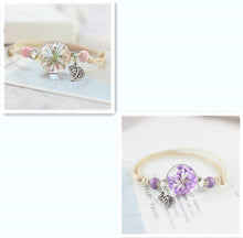 Load image into Gallery viewer, Simple plant dried flower specimen Glass Ball Bracelet dandelion sky stars
