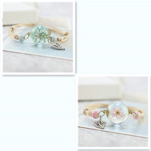Load image into Gallery viewer, Simple plant dried flower specimen Glass Ball Bracelet dandelion sky stars
