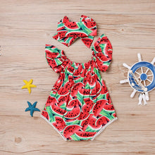 Load image into Gallery viewer, Baby Girl Flower Tops Headband Bow 2pcs Outfits Newborn Baby Girls Clothing Bodysuit Jumpsuit Clothes Set
